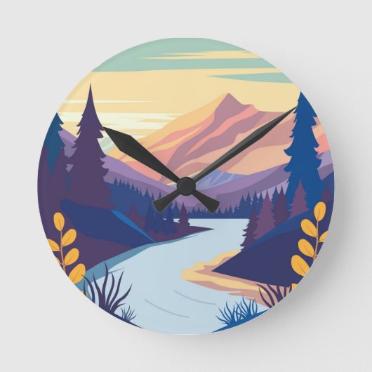 Kleurrijke Natuur Ronde Klok (Voorkant)