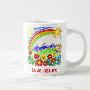 Kleurrijke Natuur Tekening voor Natuur Lovers Grote Koffiekop