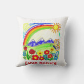 Kleurrijke Natuur Tekening voor Natuur Lovers Kussen (Achterkant)