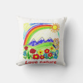 Kleurrijke Natuur Tekening voor Natuur Lovers Kussen (Voorkant)