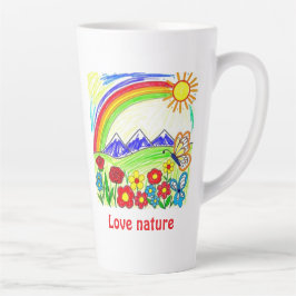 Kleurrijke Natuur Tekening voor Natuur Lovers Latte Mok