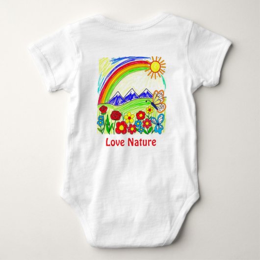 Kleurrijke Natuur Tekening voor Natuur Lovers Romper (Achterkant)