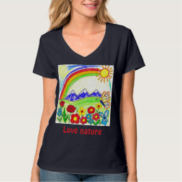 Kleurrijke Natuur Tekening voor Natuur Lovers T-shirt