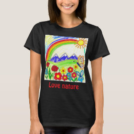 Kleurrijke Natuur Tekening voor Natuur Lovers T-shirt