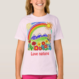 Kleurrijke Natuur Tekening voor Natuur Lovers T-shirt