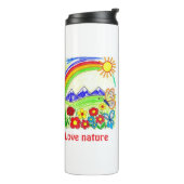 Kleurrijke Natuur Tekening voor Natuur Lovers Thermosbeker (Gedraaid links)
