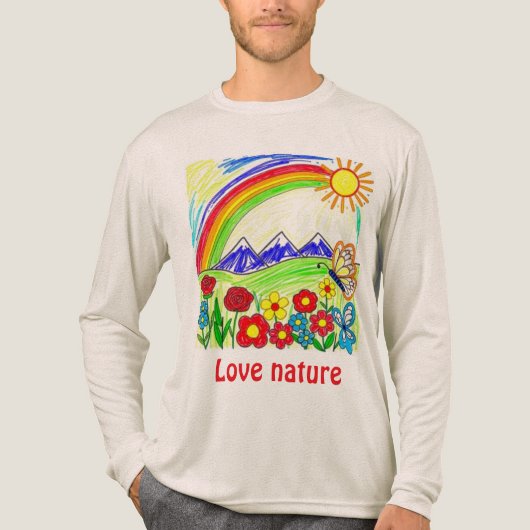 Kleurrijke Natuur Tekening voor Natuur Lovers Tri-Blend Shirt (Voorkant volledig)