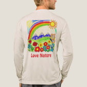 Kleurrijke Natuur Tekening voor Natuur Lovers Tri-Blend Shirt (Achterkant volledig)