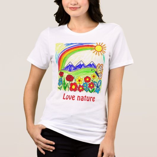 Kleurrijke Natuur Tekening voor Natuur Lovers Tri-Blend Shirt (Voorkant)