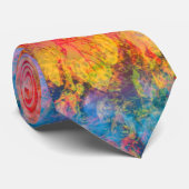 Kleurrijke Natuur Textures Bladeren en Waterverven Stropdas (Opgerold)