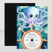 Kleurrijke nautische octopus verjaardag kaart (Voorkant / Achterkant)