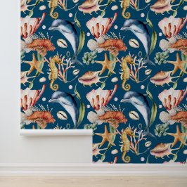 Kleurrijke nautische onderwater Zee Animal Life Bl Behang