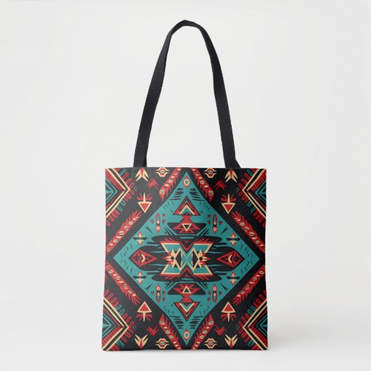Kleurrijke Navajo Indiase tribal patroon Canvas ta Tote Bag (Voorkant)