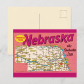 Kleurrijke Nebraska kaartbriefkaart Briefkaart (Voorkant / Achterkant)