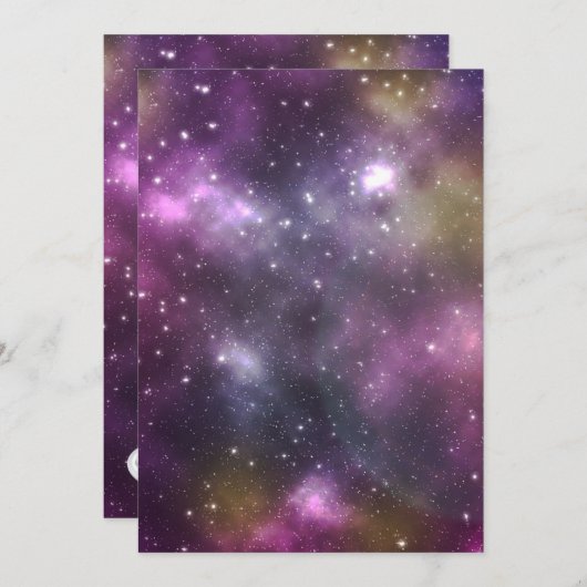 Kleurrijke Nebula en Sterren in de Ruimte Verjaard Kaart (Voorkant / Achterkant)