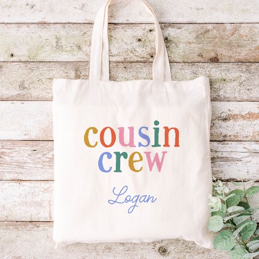 Kleurrijke neef Crew aangepaste naam Tote Bag
