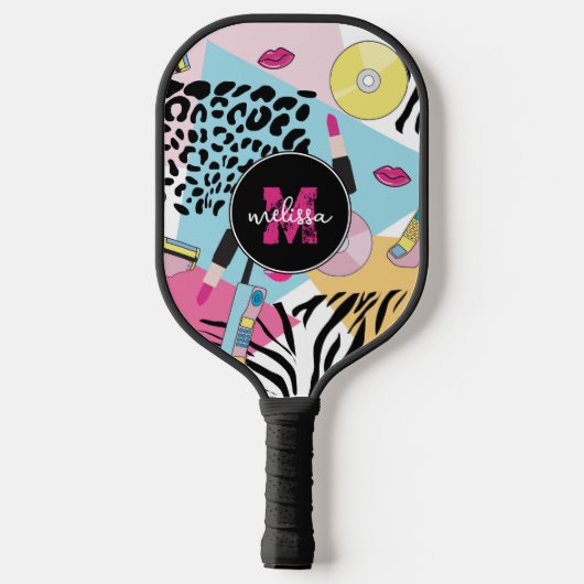 Kleurrijke negentiger jaren negentig Patroon Monog Pickleball Paddle (Achterkant)