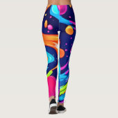 Kleurrijke Neon Abstracte Kunstspat Leggings (Achterkant)