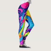 Kleurrijke Neon Abstracte Kunstspat Leggings (Rechts)