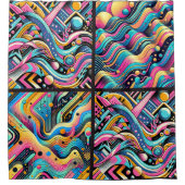 Kleurrijke Neon Bright Abstract 90's Pattern Print Douchegordijn (Voorkant)