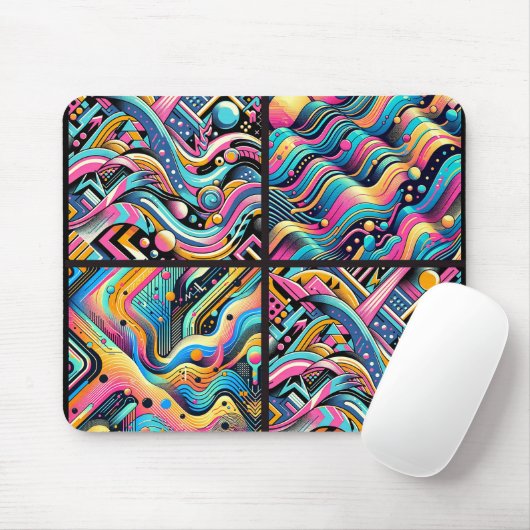Kleurrijke Neon Bright Abstract 90's Pattern Print Muismat (Met muis)
