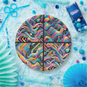 Kleurrijke Neon Bright Abstract 90's Pattern Print Papieren Bordje (Feest)