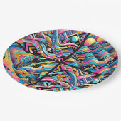 Kleurrijke Neon Bright Abstract 90's Pattern Print Papieren Bordje (Gekanteld)