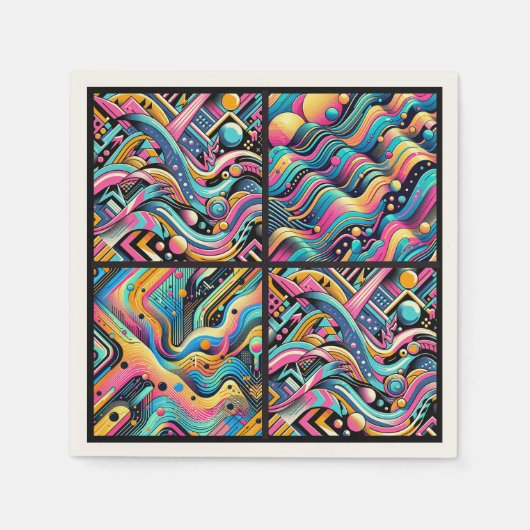 Kleurrijke Neon Bright Abstract 90's Pattern Print Servet (Voorkant)