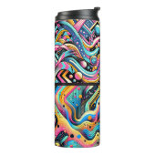 Kleurrijke Neon Bright Abstract 90's Pattern Print Thermosbeker (Gedraaid links)