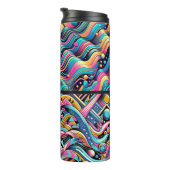 Kleurrijke Neon Bright Abstract 90's Pattern Print Thermosbeker (Geroteerd rechts)