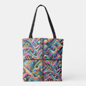 Kleurrijke Neon Bright Abstract 90's Pattern Print Tote Bag (Achterkant)