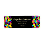 Kleurrijke Neon Confetti Pattern Zwart Modern Part Etiket (Voorkant)