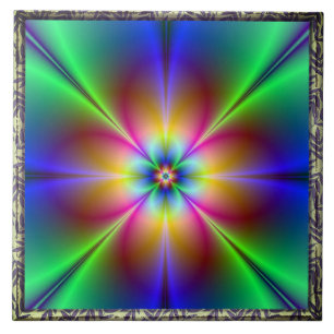 Kleurrijke Neon Daisy Tegel Tegeltje