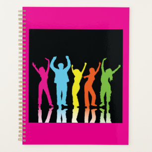 Kleurrijke Neon Dansende Silhouetten Retro Feest Planner