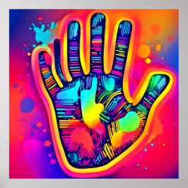 Kleurrijke Neon Five & Half Fingers print Art