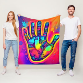 Kleurrijke Neon Five & Half Fingers print Art Fleece Deken