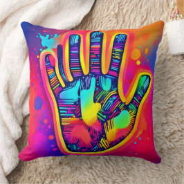 Kleurrijke Neon Five & Half Fingers print Art Kussen