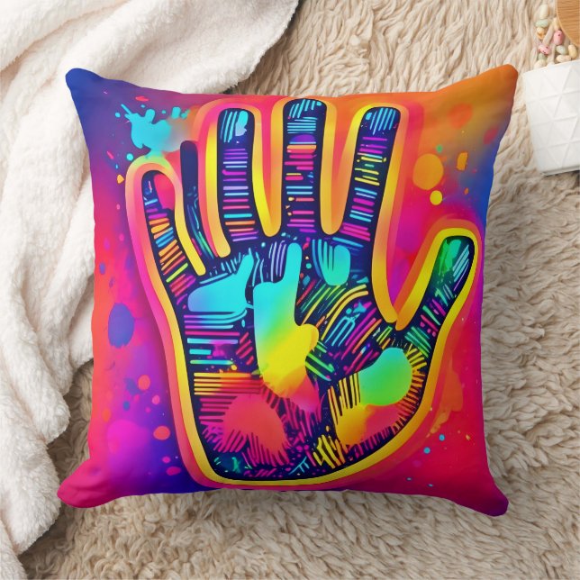 Kleurrijke Neon Five & Half Fingers print Art Kussen (Deken)