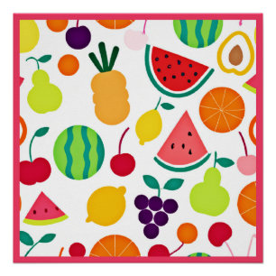 Kleurrijke neon fruit Fiesta Perfect Poster