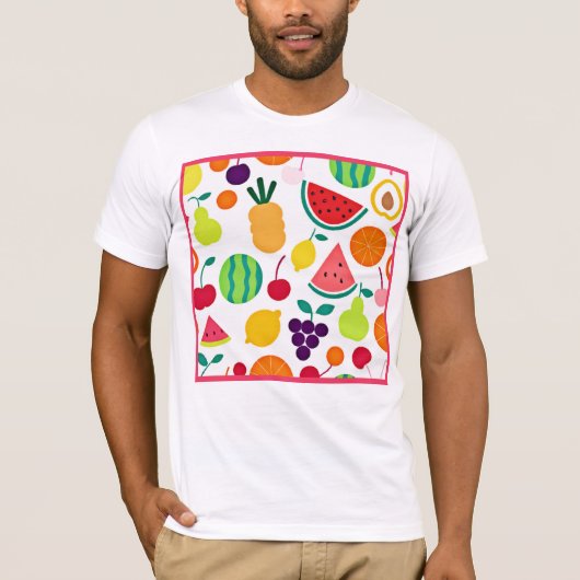 Kleurrijke neon fruit Fiesta T-shirt (Voorkant)