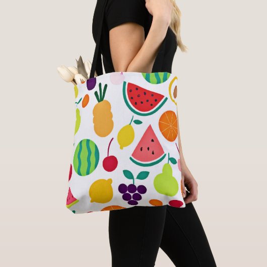 Kleurrijke neon fruit Fiesta Tote Bag (Dichtbij)