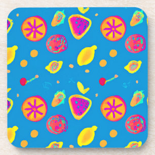 Kleurrijke neon fruit patroon symfonie bier onderzetter