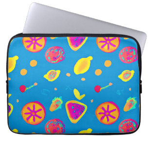 Kleurrijke neon fruit patroon symfonie laptop sleeve