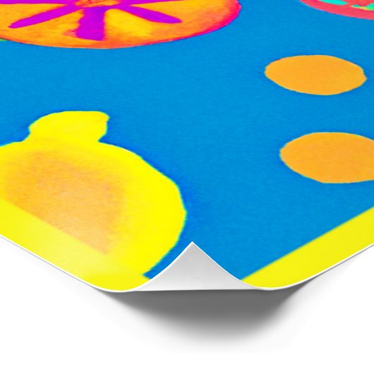 Kleurrijke neon fruit patroon symfonie perfect poster (Hoek)