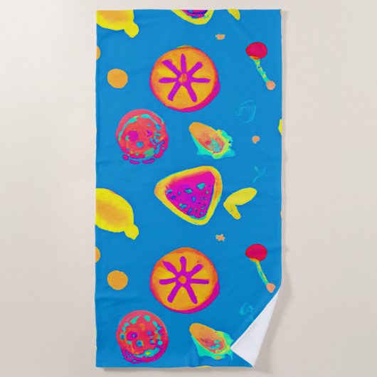 Kleurrijke neon fruit patroon symfonie strandlaken (Voorkant)