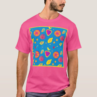 Kleurrijke neon fruit patroon symfonie t-shirt
