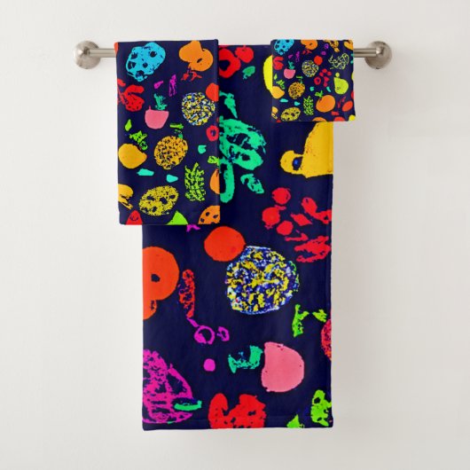 Kleurrijke Neon Fruit Pattern Art Bad Handdoek (Insitu)