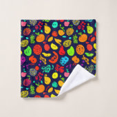 Kleurrijke Neon Fruit Pattern Art Bad Handdoek (Wasdoekje)