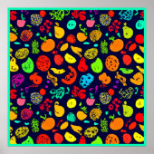 Kleurrijke Neon Fruit Pattern Art Poster (Voorkant)