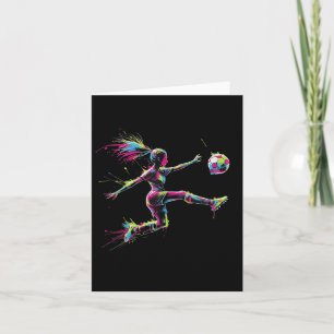 Kleurrijke Neon Girl Voetbal Art Splash Sport Desi Kaart